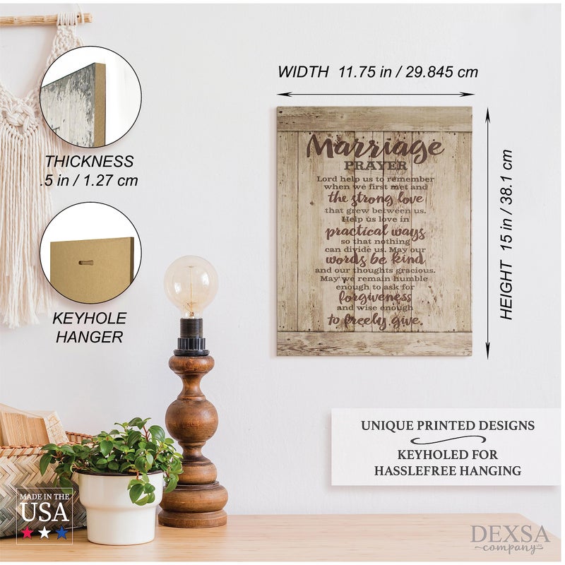 DEXSA Marriage Prayer Wood Plaque - Made in the USA - 11.75"x15" - Classy Frame Wall Hanging Decoration | Lord, Help us to Remember When we First met | Christian Family Religious Home Decor Saying - Image 5